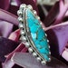 Blue Copper Turquoise Ring Sterling Silver Long Ring Statement image 0