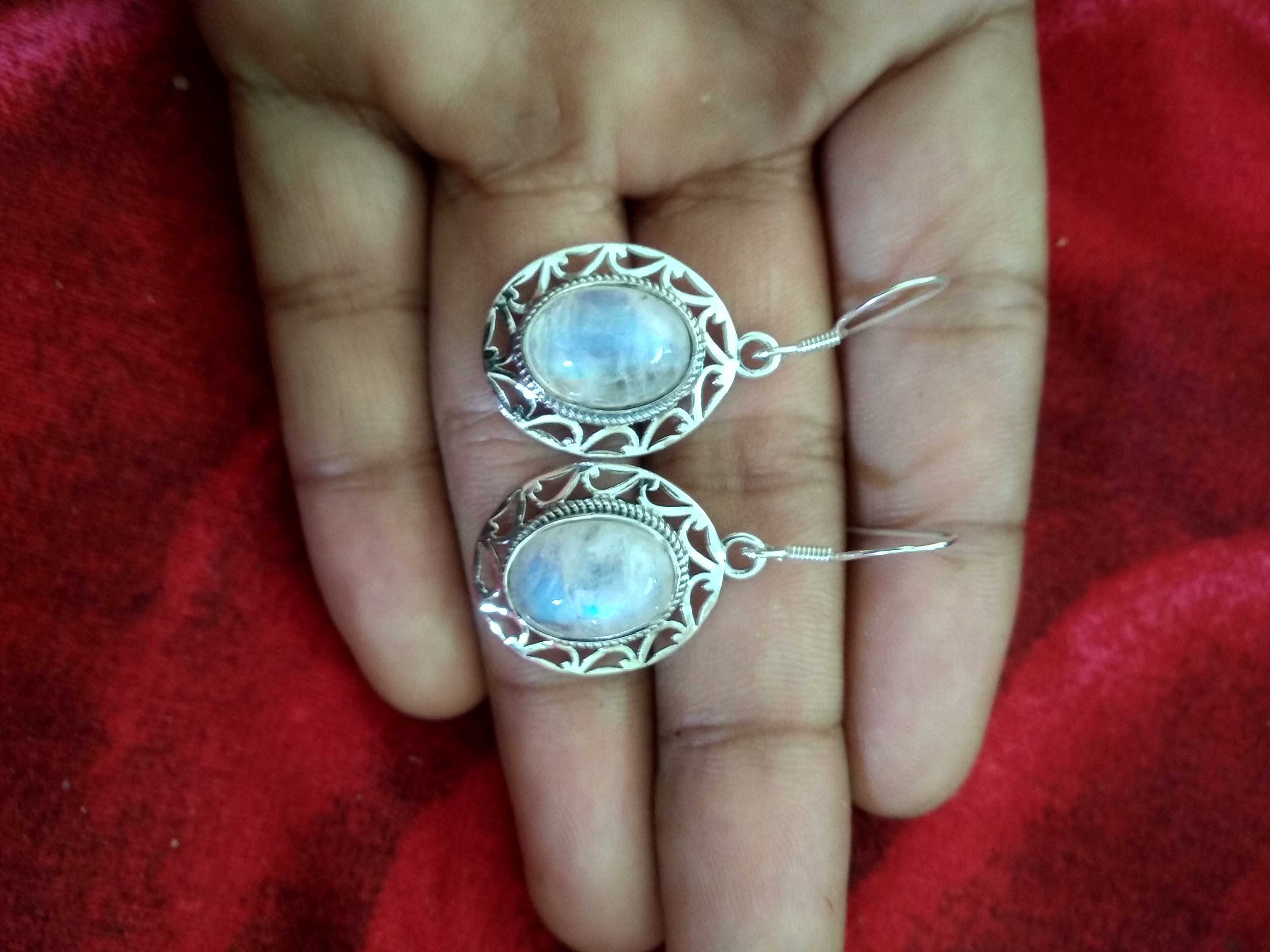 •CONTESSA• rainbow moonstone kite + gold earrings