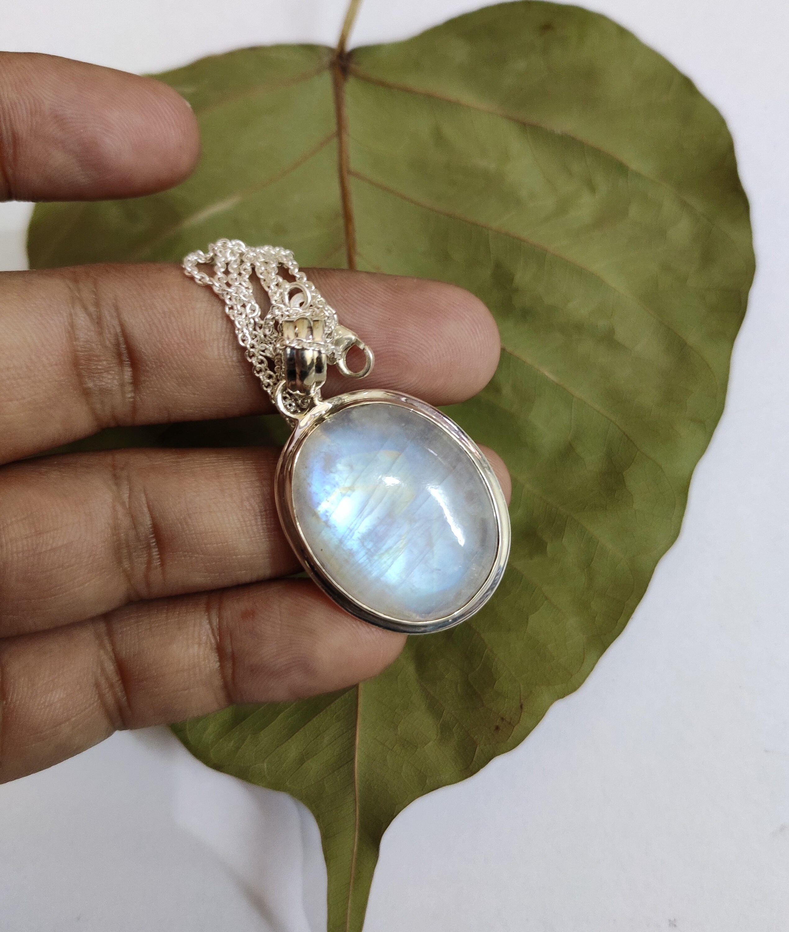 •NYX• rainbow moonstone + moon stack + mixed metal necklace (26