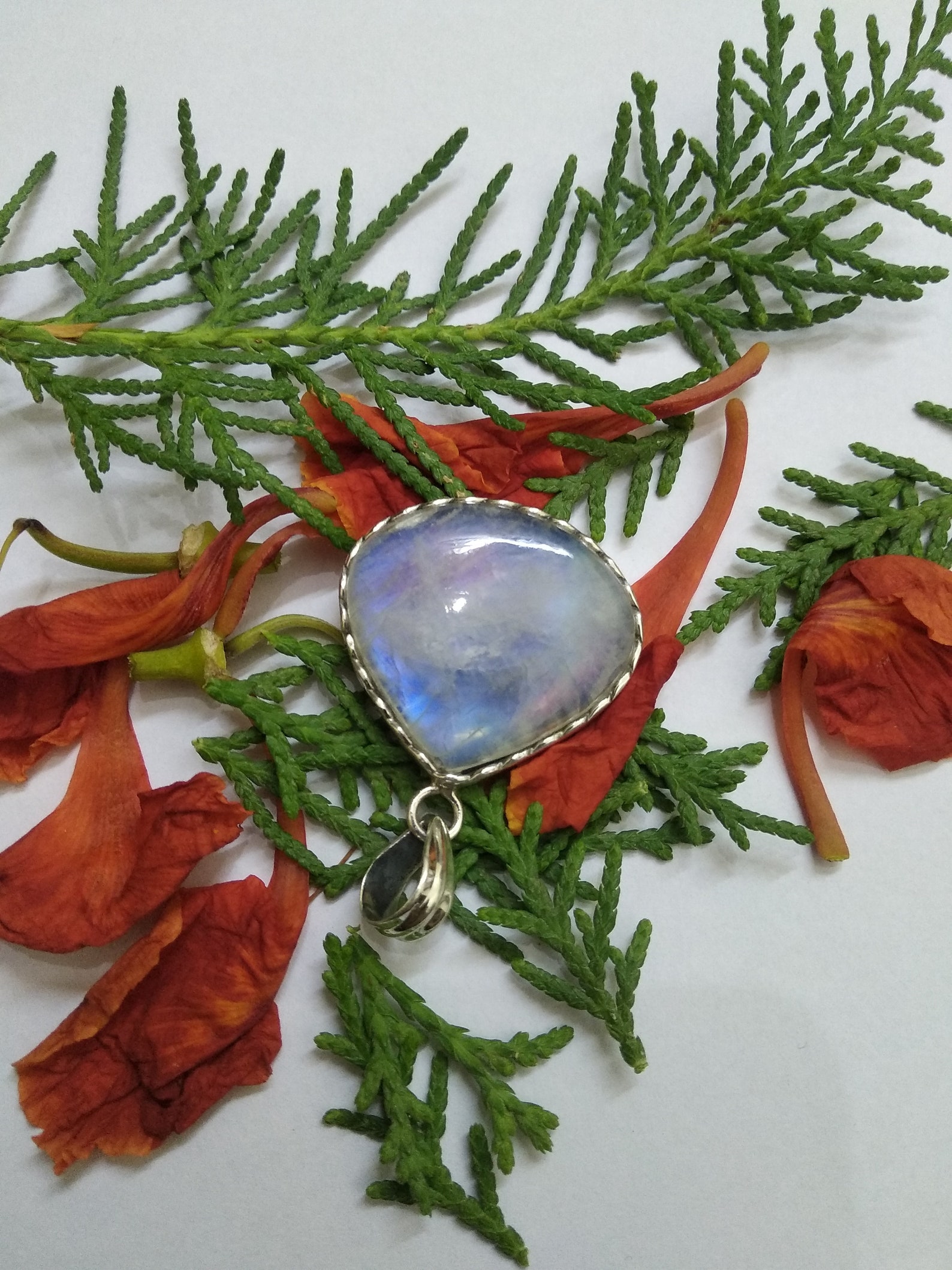 Buy Moonstone Pendant Sterling Silver Blue Flash Pendant Gift Online in