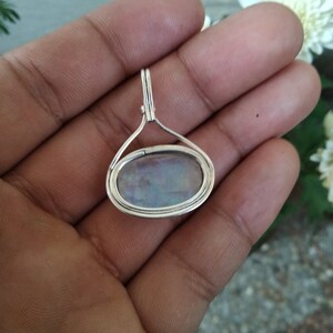 •SUN/MOONSTONE - OVAL 5• sterling silver pendant