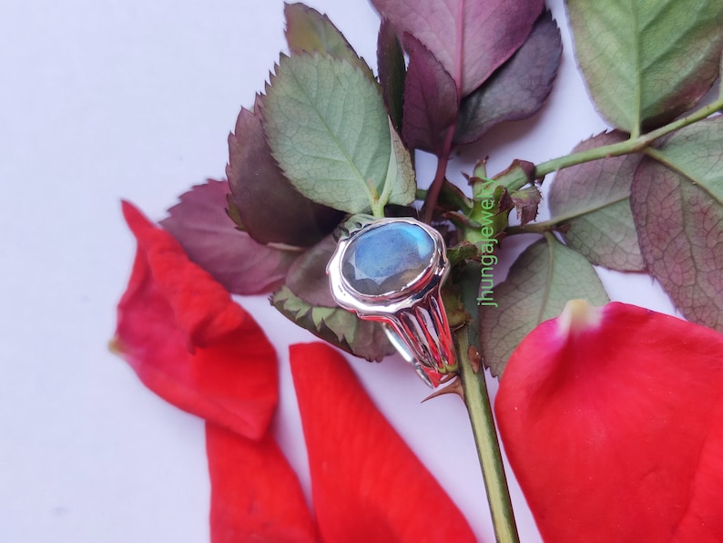 Faceted Stone Ring Labradorite Ring Sterling Silver Blue Labradorite Gemstone Ring Promise Ring Ethnic Ring Statement Ring Gift ideas Her