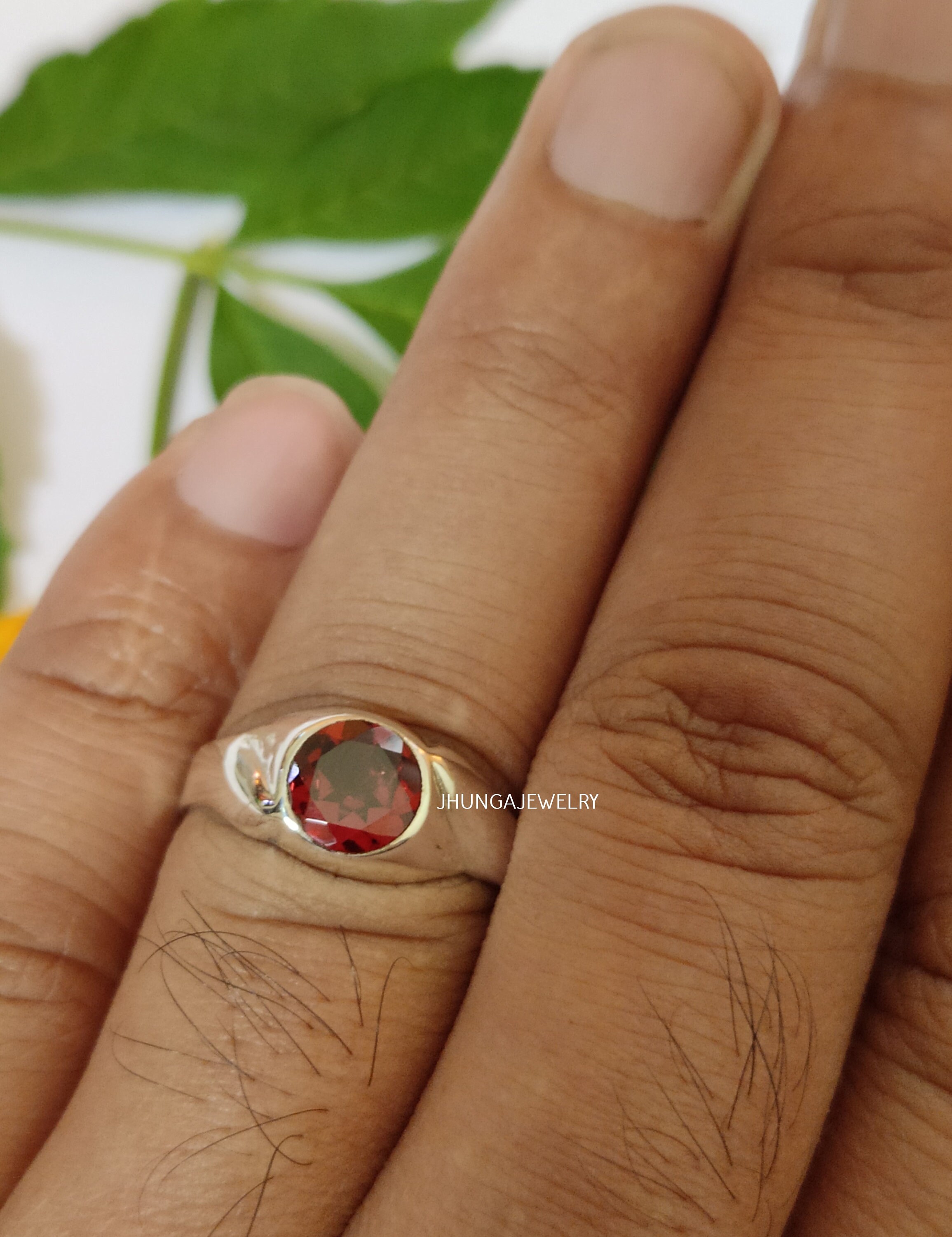 Garnet Ring Sterling Silver January Birthstone Statement Promise Ring ...