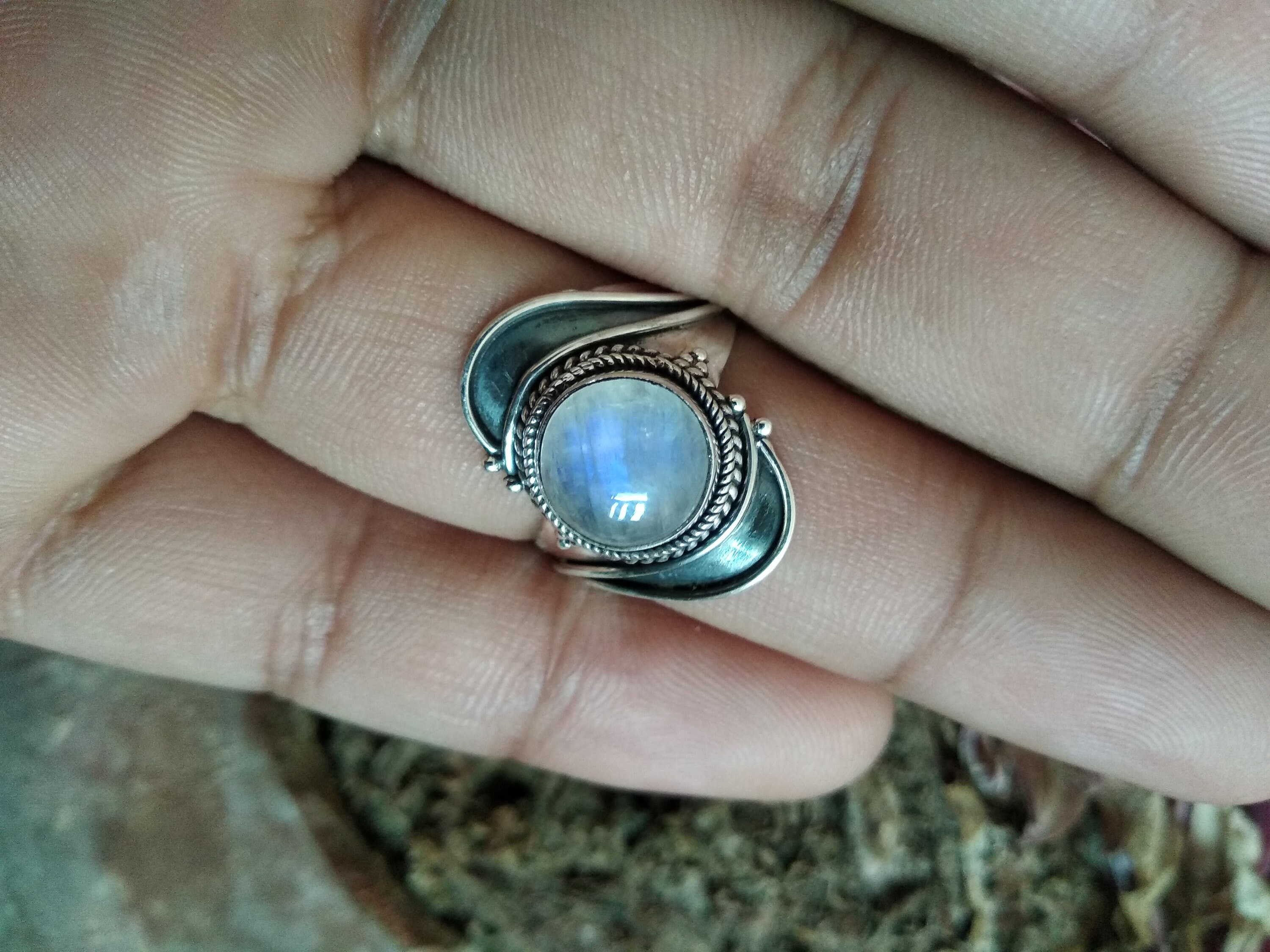 Rainbow Moonstone Ring Sterling Silver Ring Motivational Ring - Etsy