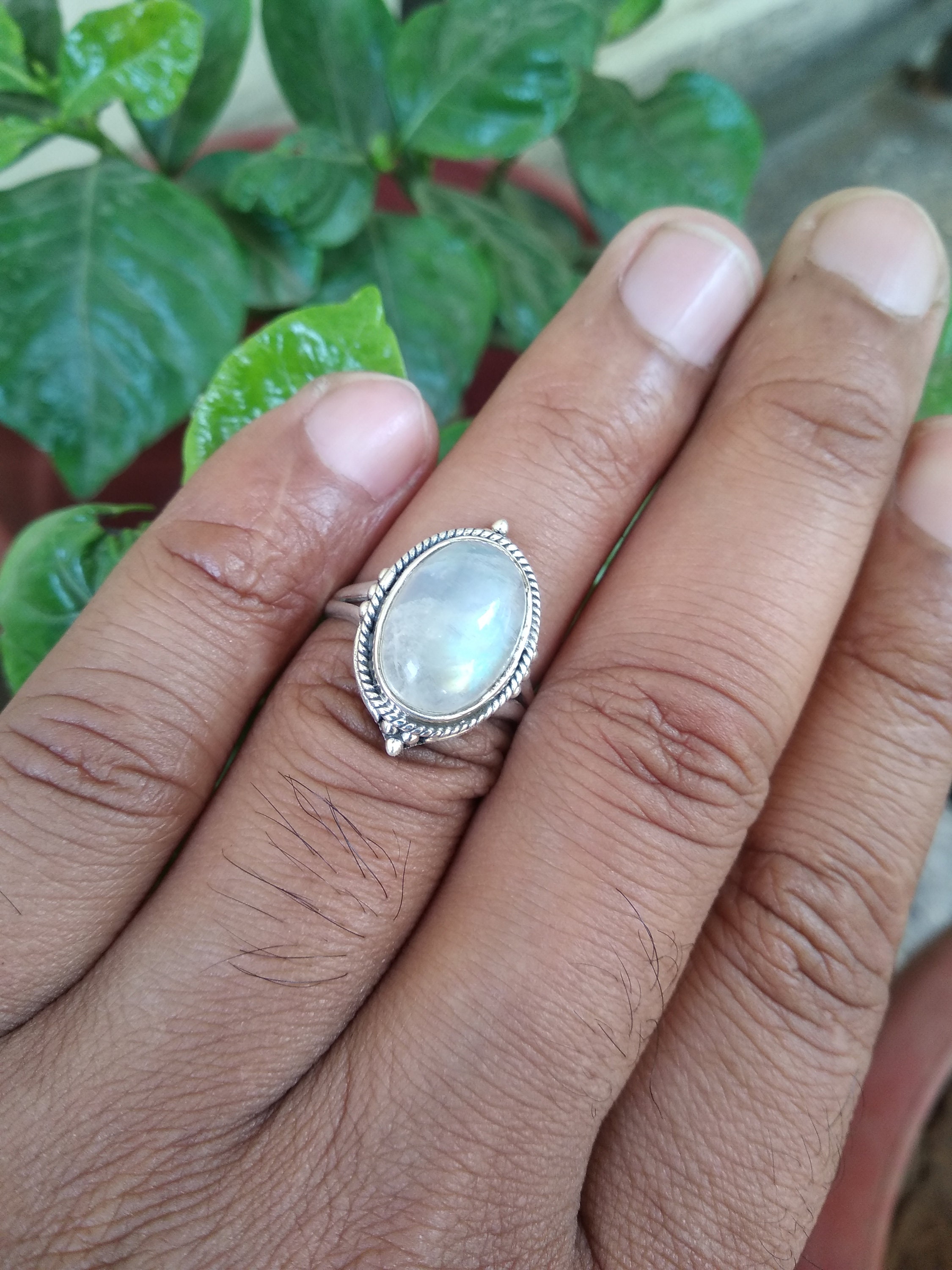 •CYGNUS• rainbow moonstone + silver ring