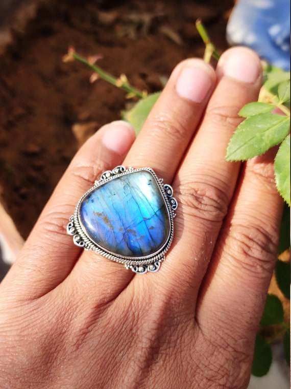 Bague argent labradorite bleu hotsell