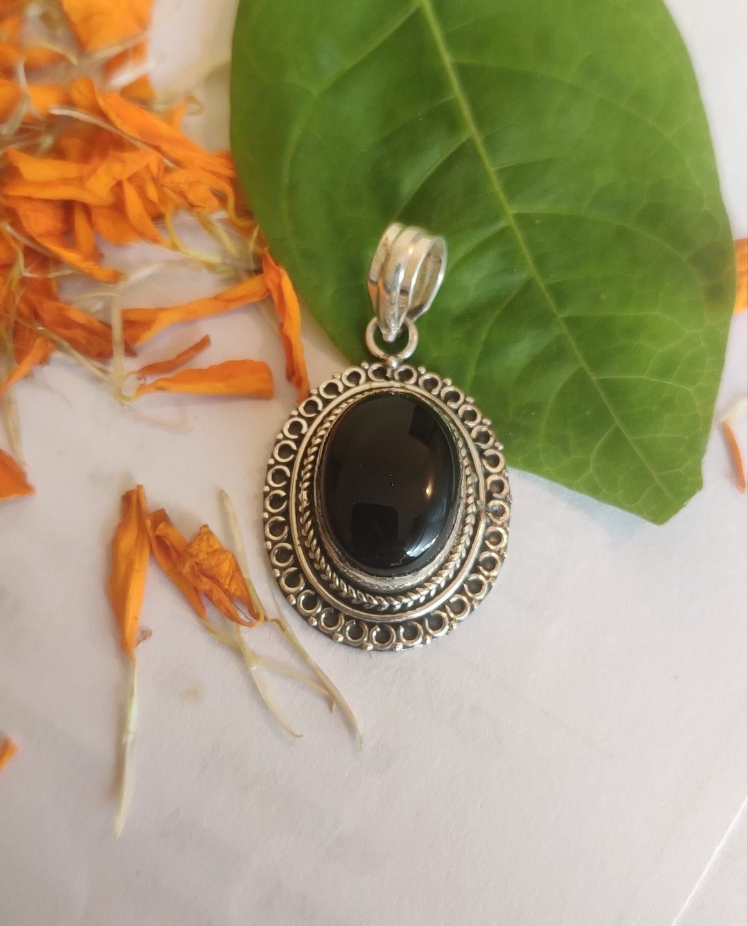 Buy Black Onyx Pendant 925 Sterling Silver Statement Pendant Classic