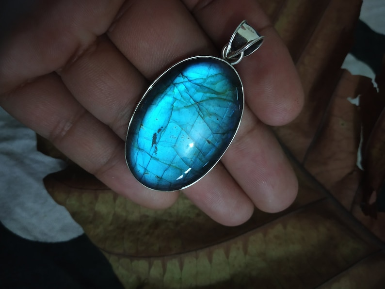 Labradorite Pendant Sterling Silver Pendant Large Etsy