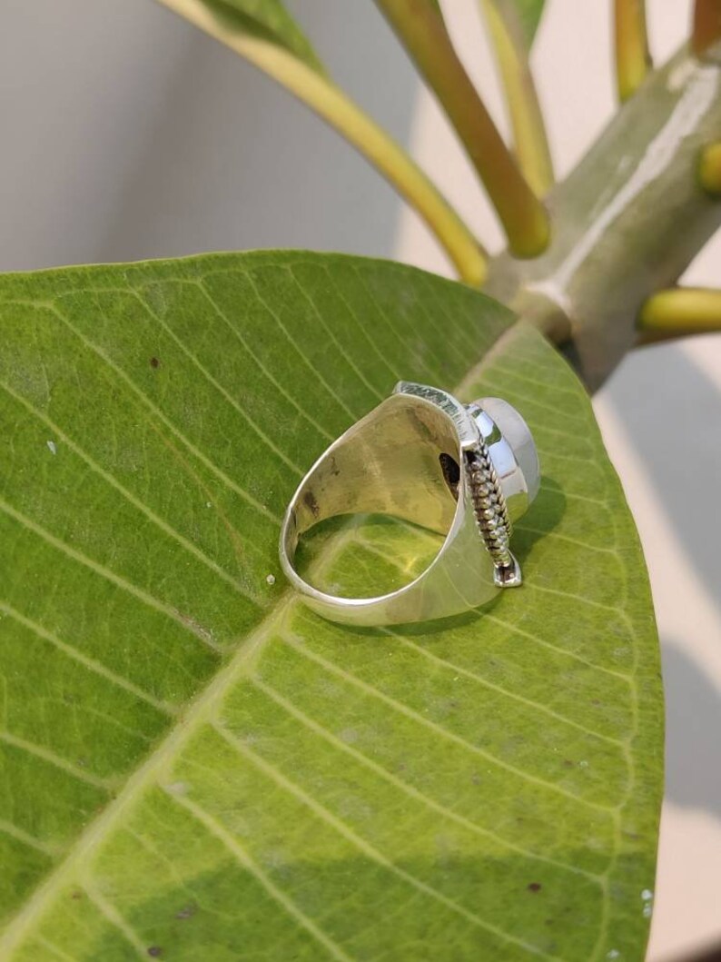 Natural Moonstone Ring Sterling Silver Ring Healing Ring Blue Flash Ring Promise Ring June Birthday Filigree Ring Love Stone Bridesmaid Ring image 6