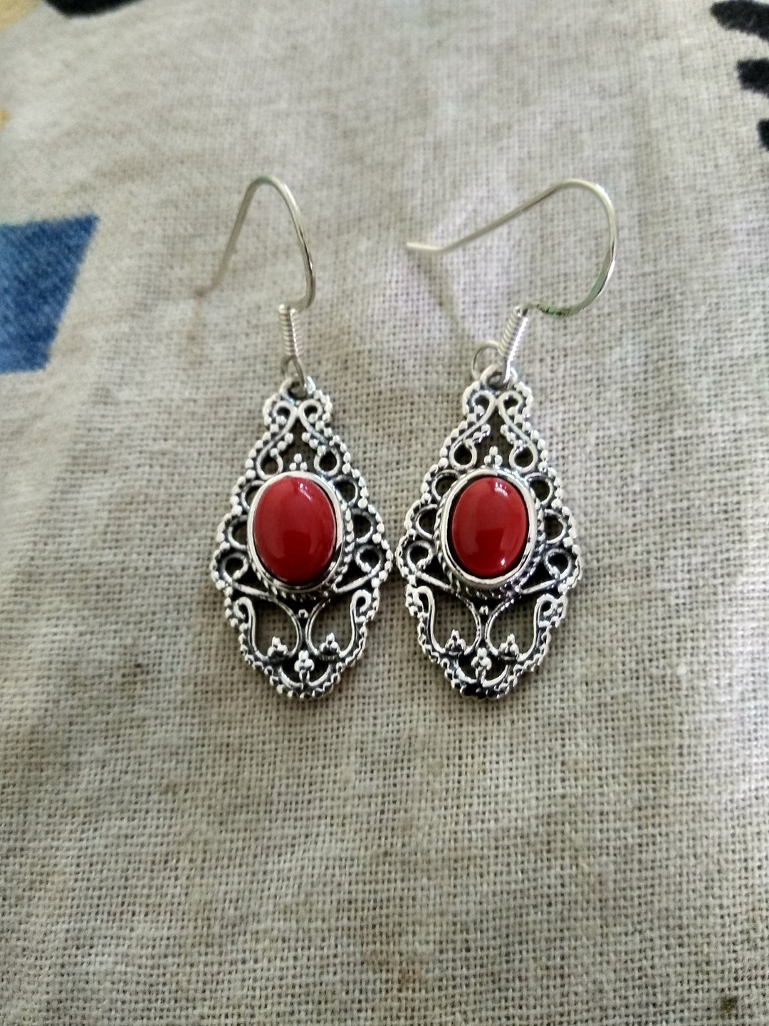 Coral Earring Sterling Silver Earring Stylish Earring Dangle Earring