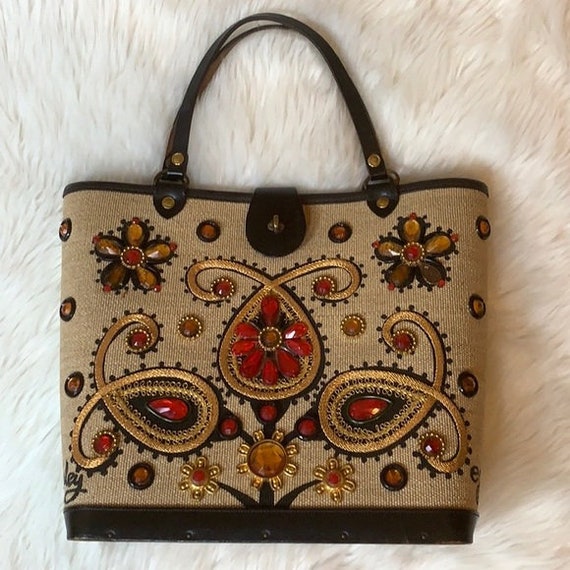 Vintage Enid Collins “Paisley” style jeweled bag