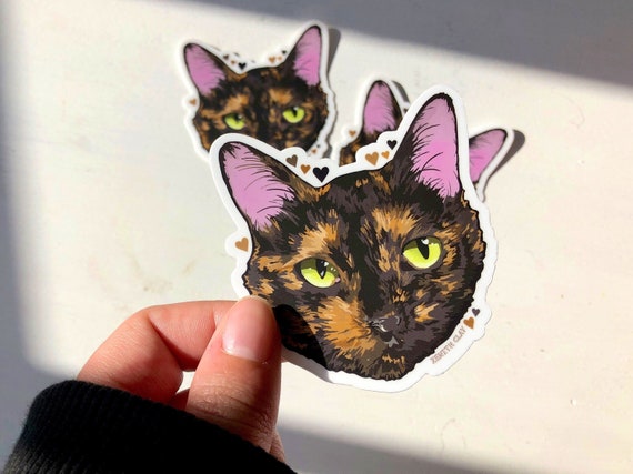 Tortoiseshell Cat Vinyl Sticker: Tortie Decal for Cat Lovers