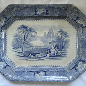 Staffordshire Blue & White E. Challinor Platter
