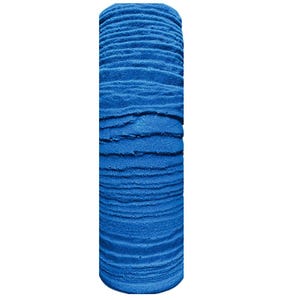 Puede incluir: Un rodillo de espuma cilíndrico azul con una superficie texturizada. El rodillo presenta crestas horizontales en forma de onda en su superficie. Este accesorio de fitness está diseñado para la recuperación muscular y el automasaje.