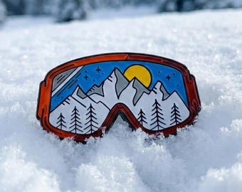 Skibrillen-Emaille-Anstecknadel, Geschenk für alpine Abenteuer
