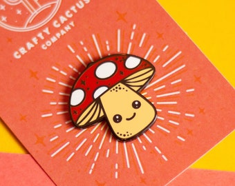 Mushroom Hard Enamel pin badge, say hello to Mushie, our latest little character pin....