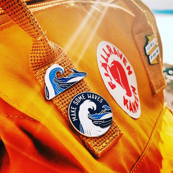 Enamel pin combo Make some Waves badges, a great gift for any surf dude or wannabe wave rider!