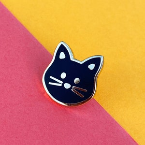 Black Cat Hard Enamel Pin badge, a great gift for any cat lover!