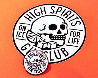 High Spirits Gin Club Hard Enamel pin and Sticker Combo, one for the gin lovers!!!!
