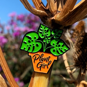 Enamel pin Orange Plant Girl badge, a great gift for any plant lover!