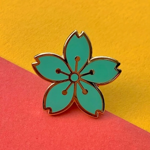 Hard Enamel pin Green Cherry Blossom badge, a great gift for Christmas!