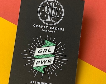 GRL PWR ガールパワー ミントグリーン エナメルピンバッジは、当社のプレミアムピンバッジコレクションから、パワフルな女の子たち全員に贈ります... フェミニズム、女性