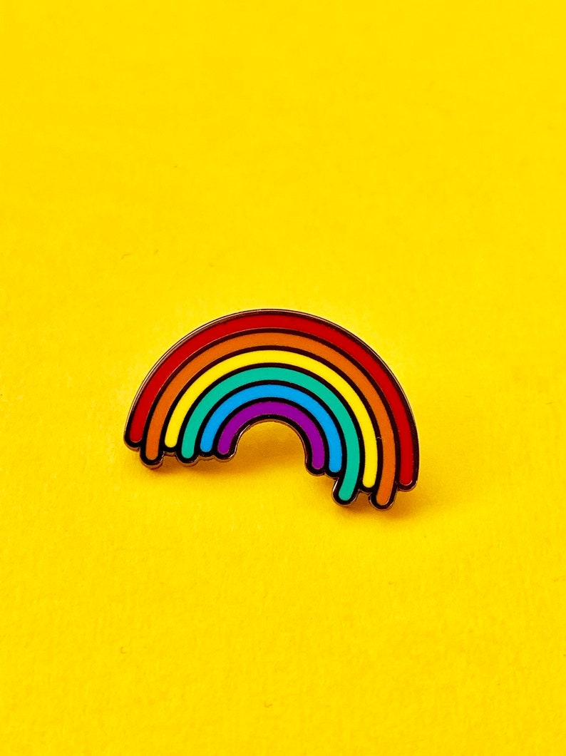 Pride Rainbow hard enamel pin, a great accessory for your denim jacket. image 2