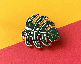 Enamel pin, totally tropical leaf badge, a great gift for any plant lover!