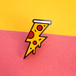 Pizza lightning Bolt Hard Enamel Pin badge, strike while its hot!!!