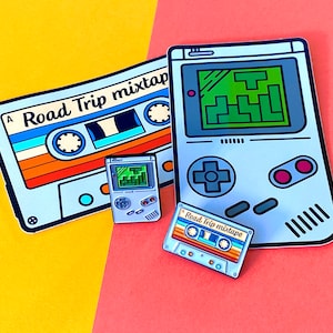 Enamel pin and sticker Retro tech combo, a great gift for those eighties kids!!
