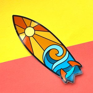 Surfboard sunset vinyl sticker , for all you oven loving wave riders..