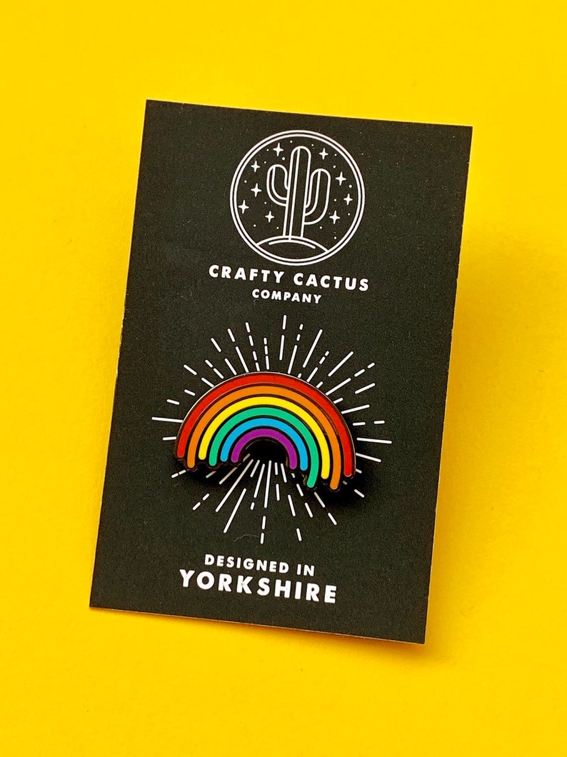 Pride Rainbow hard enamel pin, a great accessory for your denim jacket. image 5