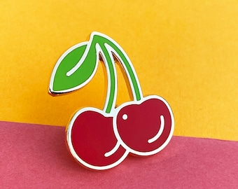 Cherry hard enamel Pin badge, a fruity little pin...