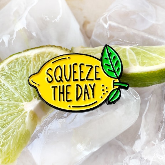 Personal listing: Lemon enamel pin badge, Squeeze the day,  when life gives you lemons, make a Gin and Tonic....