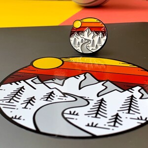 Enamel pin and sticker combo, The Mountains are calling!