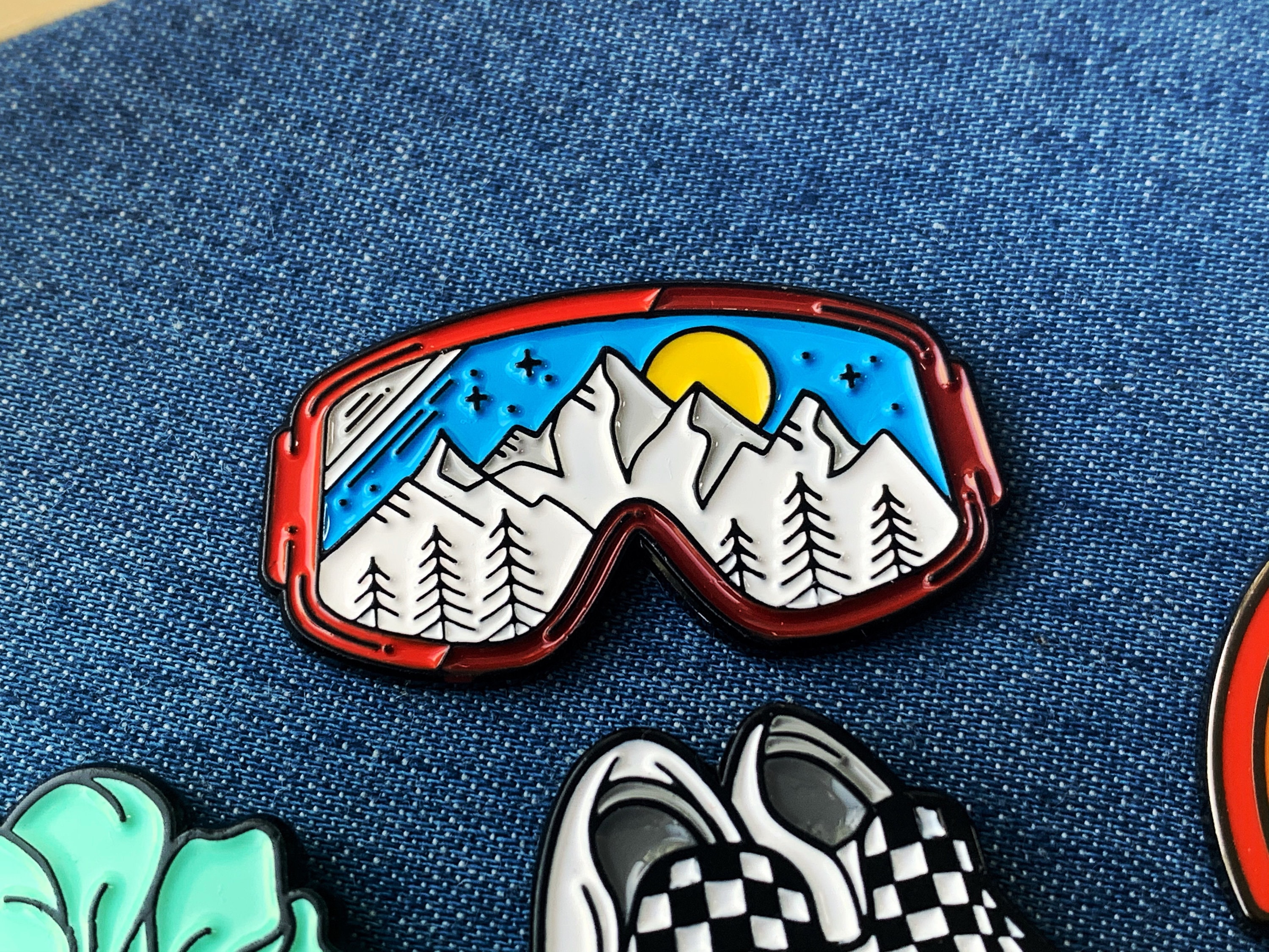 Ski Goggles Enamel Pin and Sticker Combo Perfect Gift for Etsy