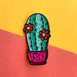 Roze pot Cactus pin-badge, een geweldig cadeau voor elke cactusliefhebber!!!
