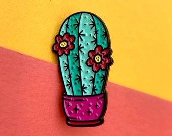 Pink pot Cactus pin badge, a great gift for any Cactus Lover!!!