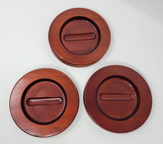 4X Tasses à Roulettes/Coupelles En Effet Bois Clair Avec Base