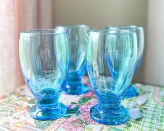 Set of 4 Vintage Electric Blue Water Glasses