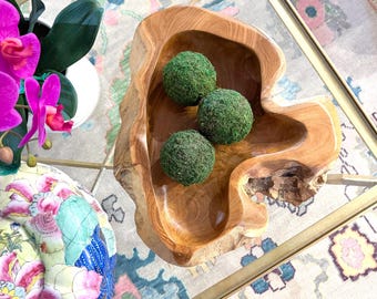 XL Natural Wood Boho Chic Shallow Root Bowl