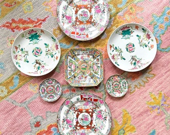 Famille Rose Medallion Plate Wall (SOLD INDIVIDUALLY) - Chinoiserie China - Peony - Grandmillennial - Pastel Pink - Chinese Porcelain