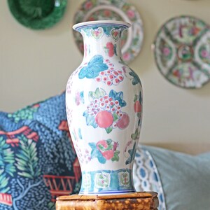 Large 14" Vintage Blue and White Pastel Chinoiserie Floral Vase - Grandmillenial - Shabby Chic - Home Decor - Flower Mantle Vase - Spring