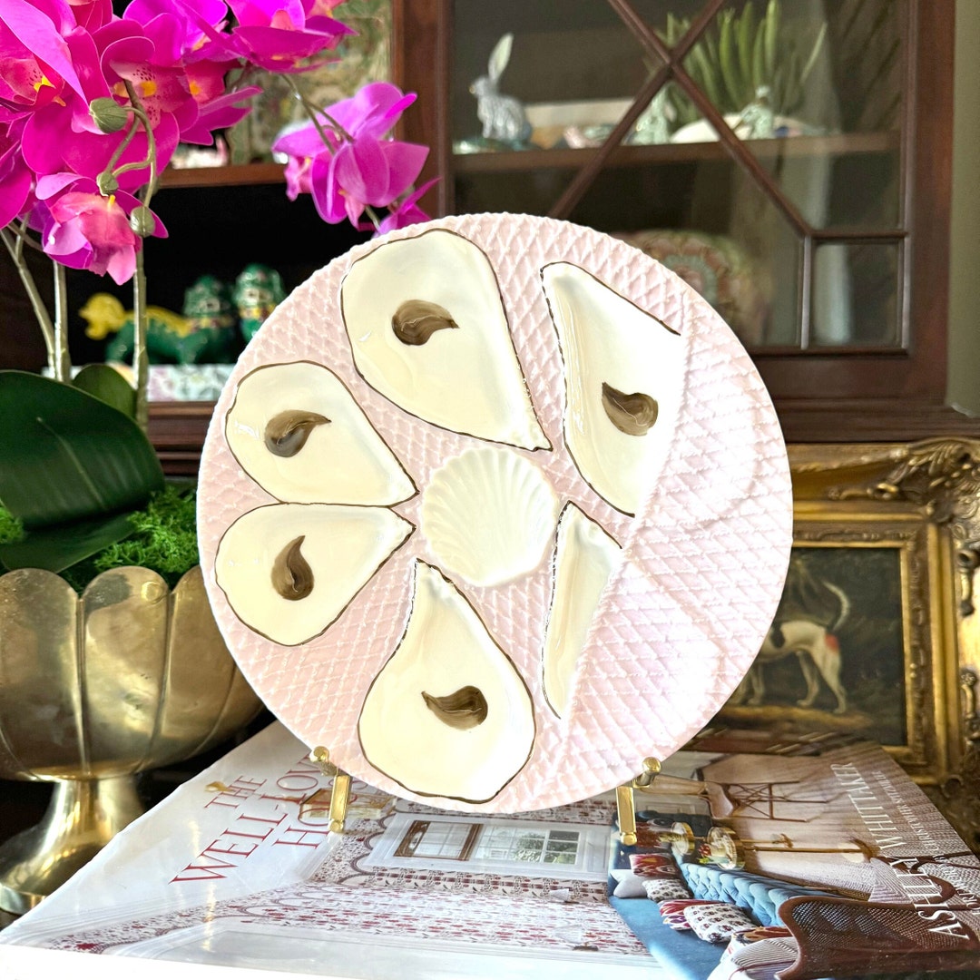 Vintage Reproduction Napkin Fold Oyster Plate in Pink Mix and Match