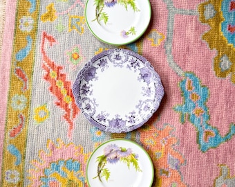Vintage Mix and Match Plate Wall: Wedgwood Purple Transferware, Royal Doulton Glamis Thistle