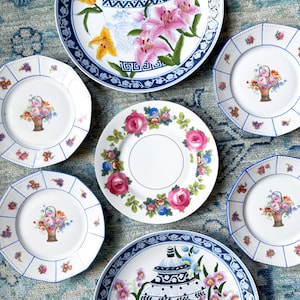 Vintage Blue & White Chinoiserie Floral Plates - Czechoslovakia/German Choice