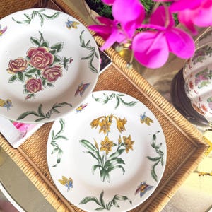 Vintage Pair of 10.5&quot; Oriental Accents Botanical Floral Plates with Butterflies
