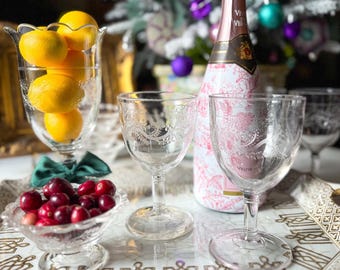 Antique 19th Century Early American Pressed Glassware: Wine Glasses, Berry Bowls, or Celery Vase