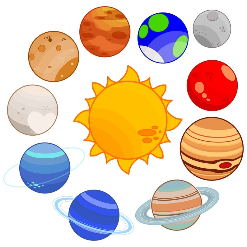 Solar System Clip Art Set digital vectors | Etsy