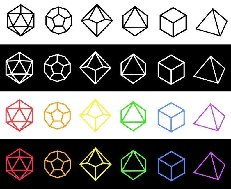Polyhedral Dice Clip Art Set digital vectors | Etsy
